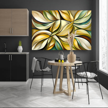 Kleurrijke abstracte kunst met bladeren en vormen acrylglas