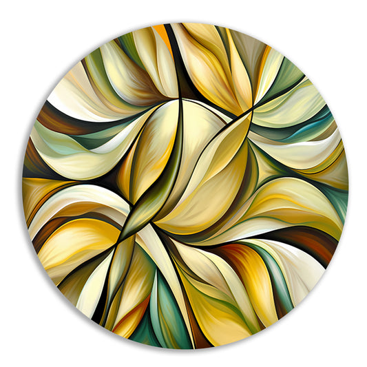 Kleurrijke abstracte kunst met bladeren en vormen aluminium muurcirkel