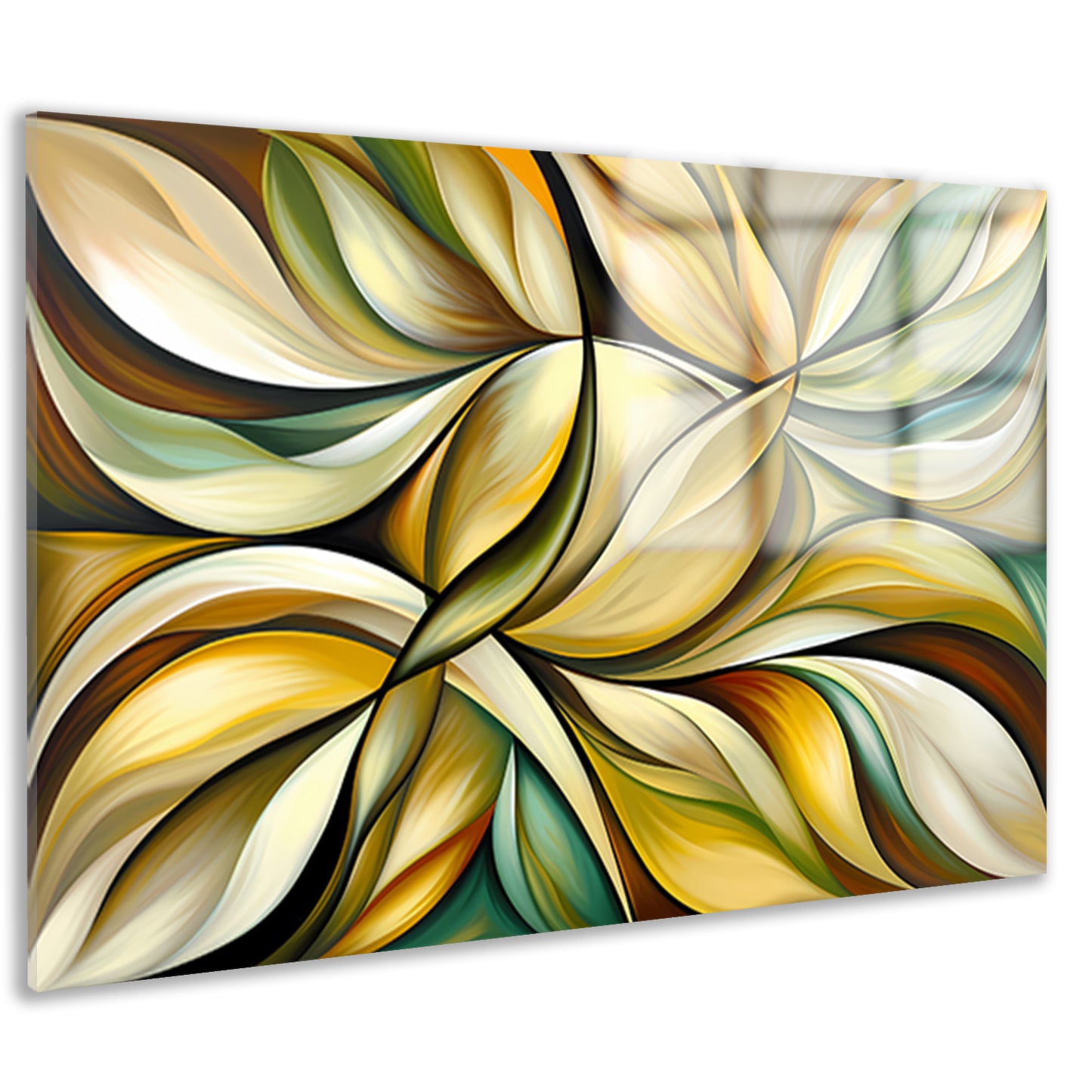 Kleurrijke abstracte kunst met bladeren en vormen acrylglas