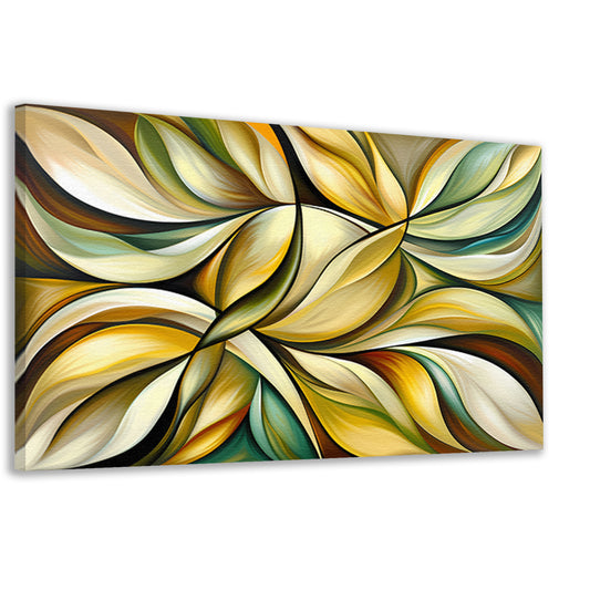 Kleurrijke abstracte kunst met bladeren en vormen canvas