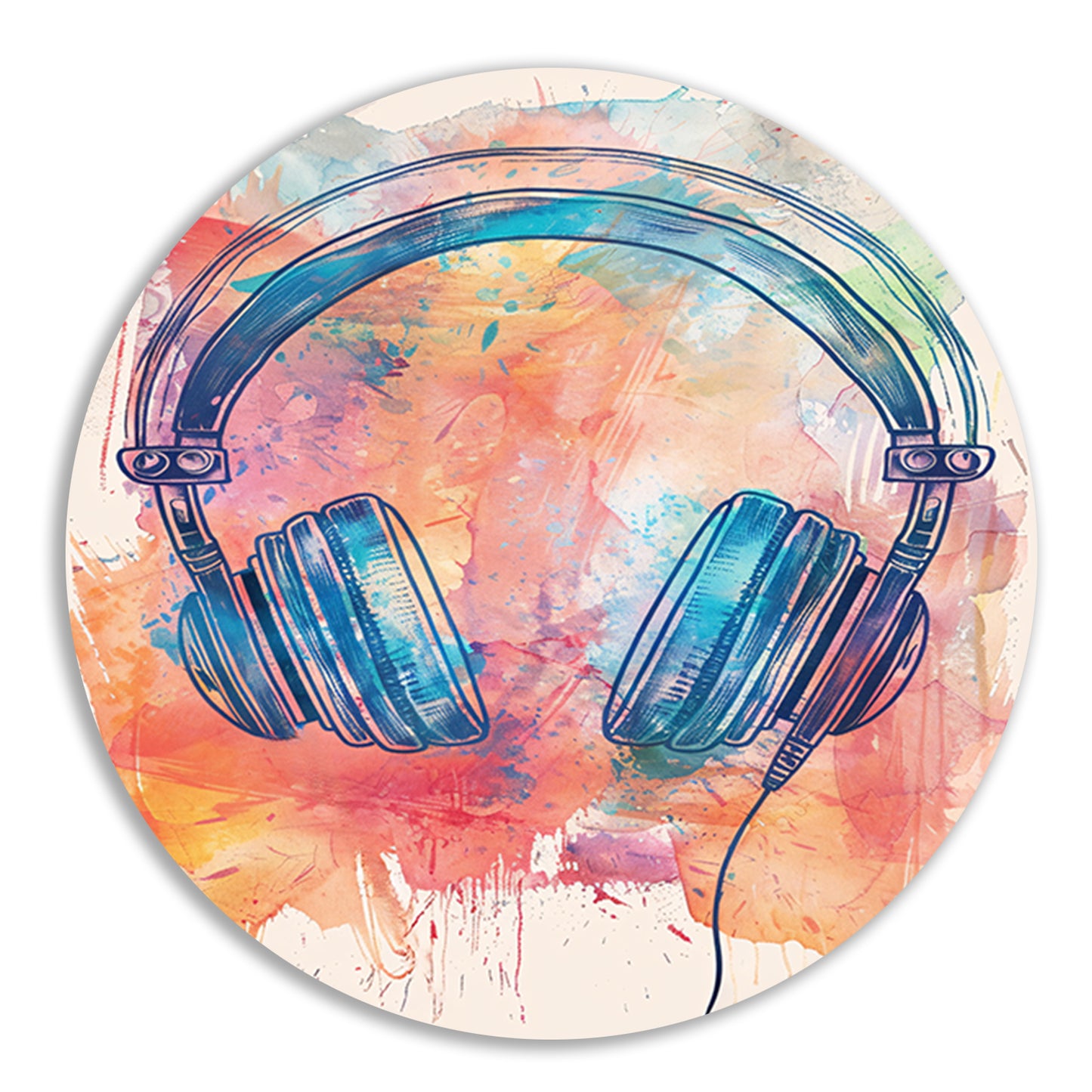 Abstract Koptelefoon met Verfspatten forex muurcirkel