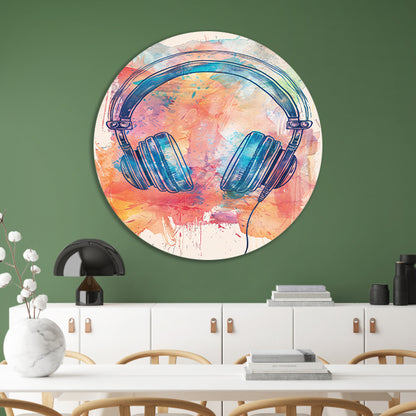 Abstract Koptelefoon met Verfspatten forex muurcirkel