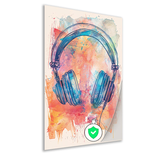 Abstract Koptelefoon met Verfspatten poster