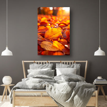 Herfstbladeren in Warm Zonlicht canvas met baklijst