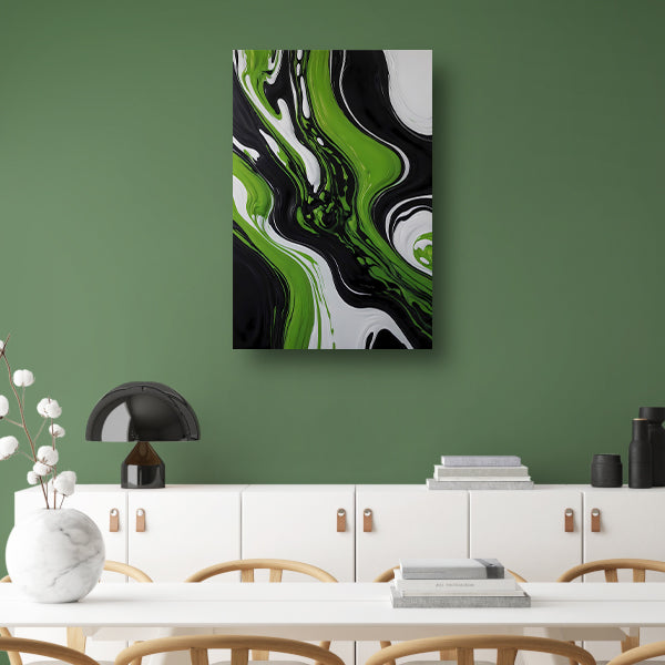 Dynamische Abstractie van Zwart en Groen canvas