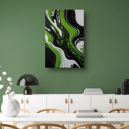 Dynamische Abstractie van Zwart en Groen canvas