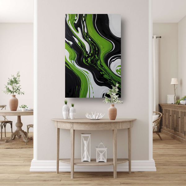 Dynamische Abstractie van Zwart en Groen canvas
