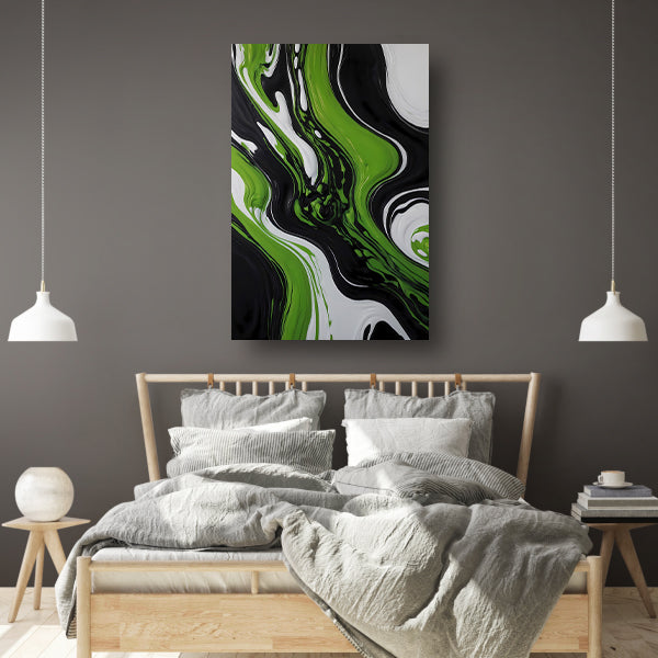 Dynamische Abstractie van Zwart en Groen canvas