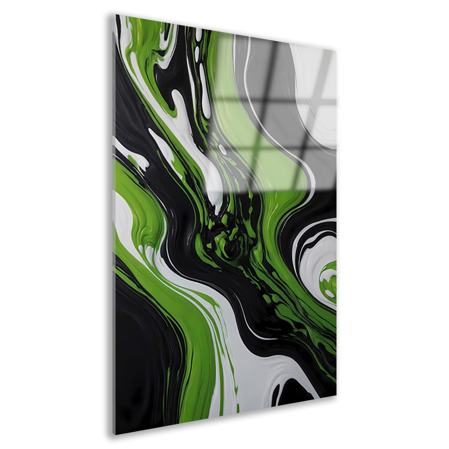 Dynamische Abstractie van Zwart en Groen acrylglas