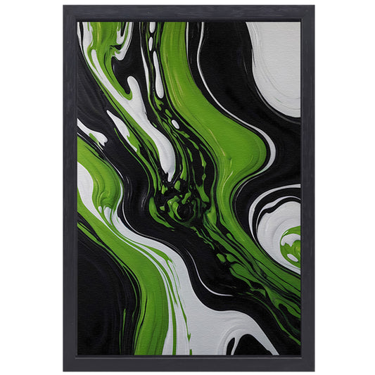 Dynamische Abstractie van Zwart en Groen canvas met baklijst