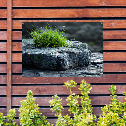 Minimalistisch Gras op Steen tuinposter