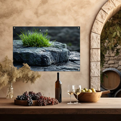 Minimalistisch Gras op Steen tuinposter