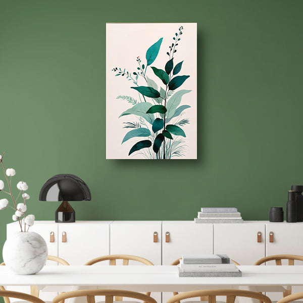 Minimalistische Japandi botanische kunst met bladeren canvas