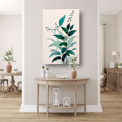 Minimalistische Japandi botanische kunst met bladeren canvas
