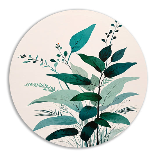 Minimalistische Japandi botanische kunst met bladeren forex muurcirkel