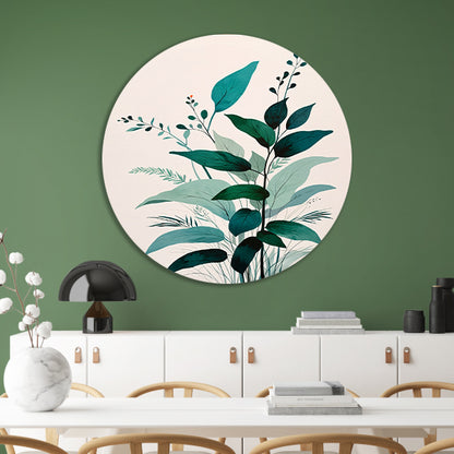 Minimalistische Japandi botanische kunst met bladeren forex muurcirkel