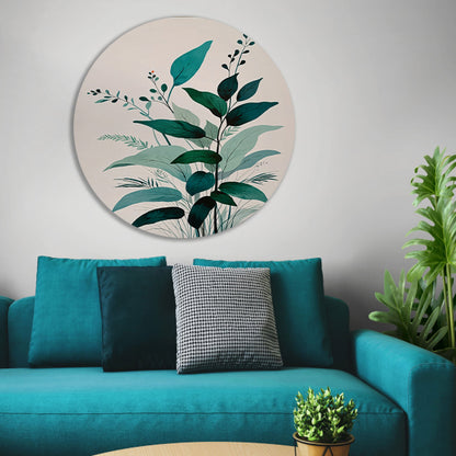 Minimalistische Japandi botanische kunst met bladeren forex muurcirkel