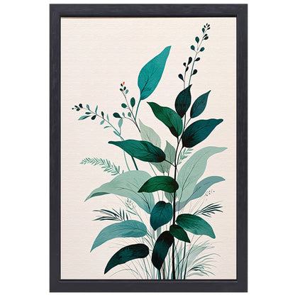Minimalistische Japandi botanische kunst met bladeren canvas met baklijst