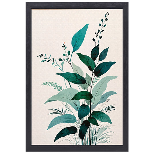 Minimalistische Japandi botanische kunst met bladeren canvas met baklijst