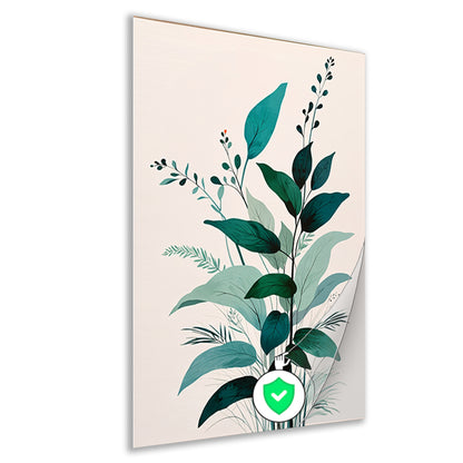 Minimalistische Japandi botanische kunst met bladeren poster