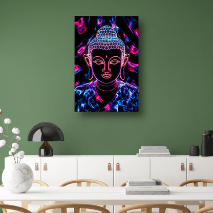 Kleurrijk neon Boeddha kunstwerk acrylglas