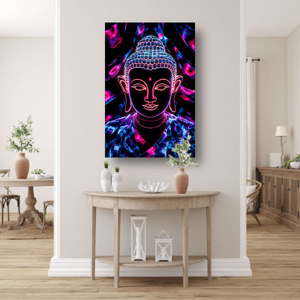 Kleurrijk neon Boeddha kunstwerk acrylglas