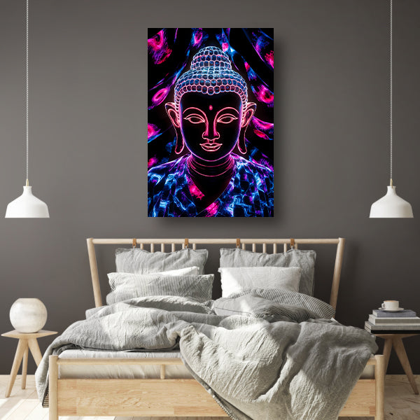 Kleurrijk neon Boeddha kunstwerk poster