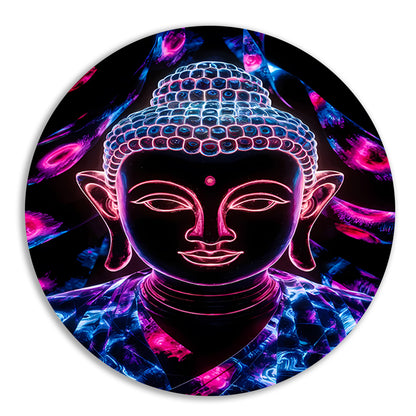 Kleurrijk neon Boeddha kunstwerk forex muurcirkel