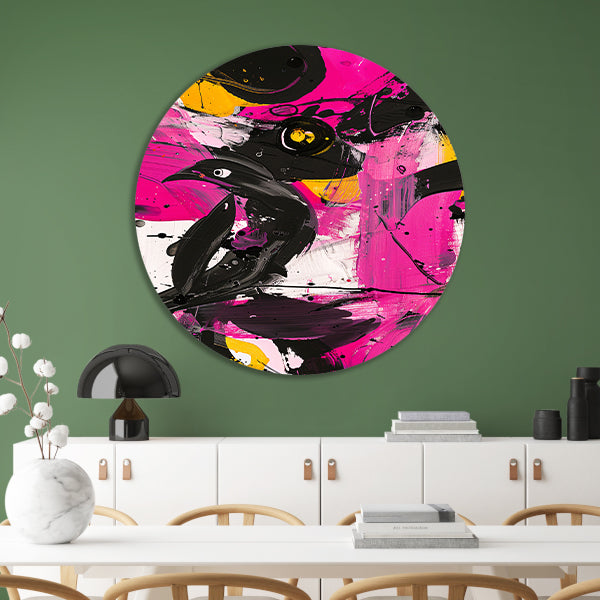 Abstracte kleurrijke vogel in moderne kunststijl forex muurcirkel