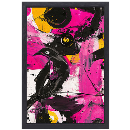 Abstracte kleurrijke vogel in moderne kunststijl canvas met baklijst