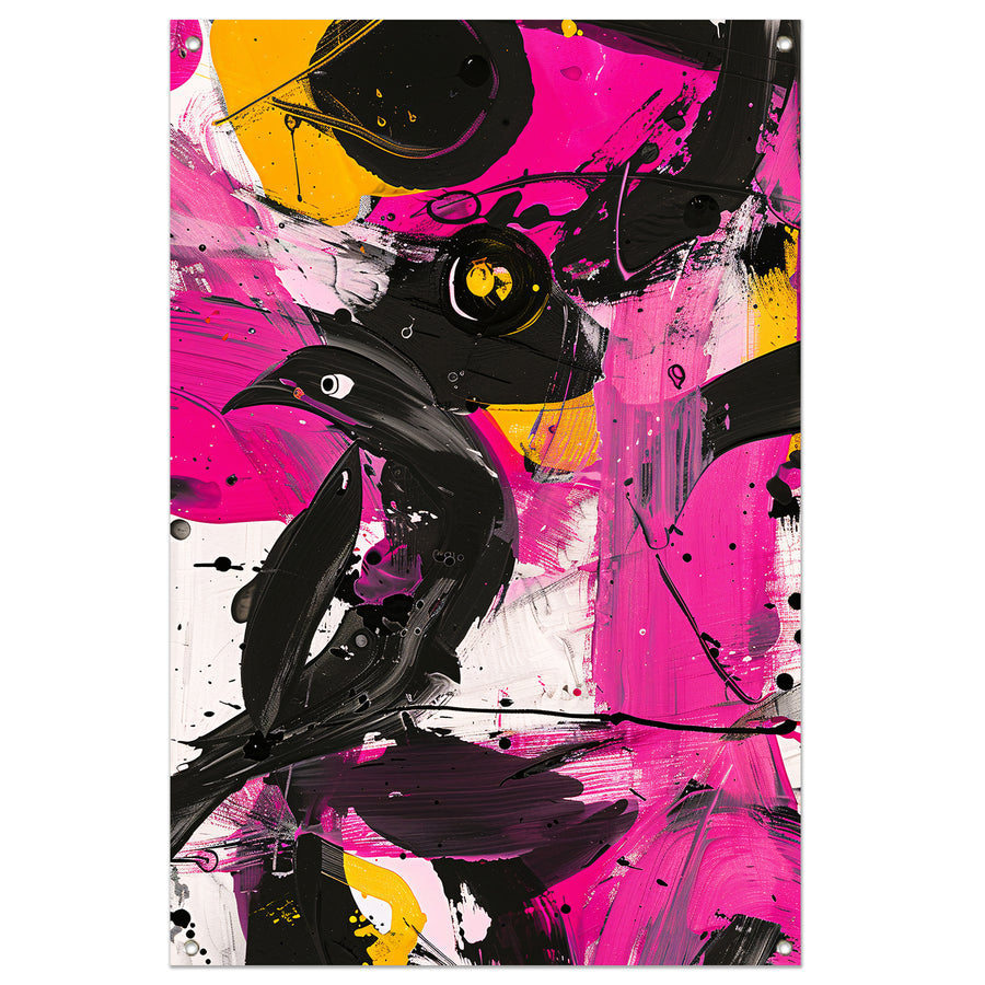 Abstracte kleurrijke vogel in moderne kunststijl tuinposter