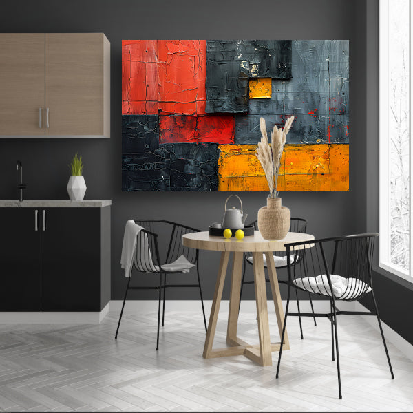 Gelaagdheid van Kleur en Textuur canvas met baklijst