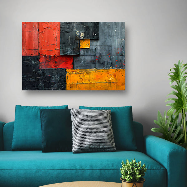 Gelaagdheid van Kleur en Textuur canvas met baklijst