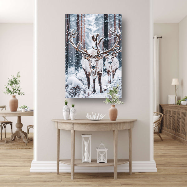 Twee Rendieren in Besneeuwd Bos acrylglas