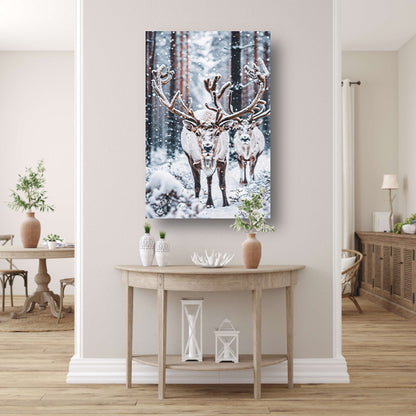 Twee Rendieren in Besneeuwd Bos acrylglas