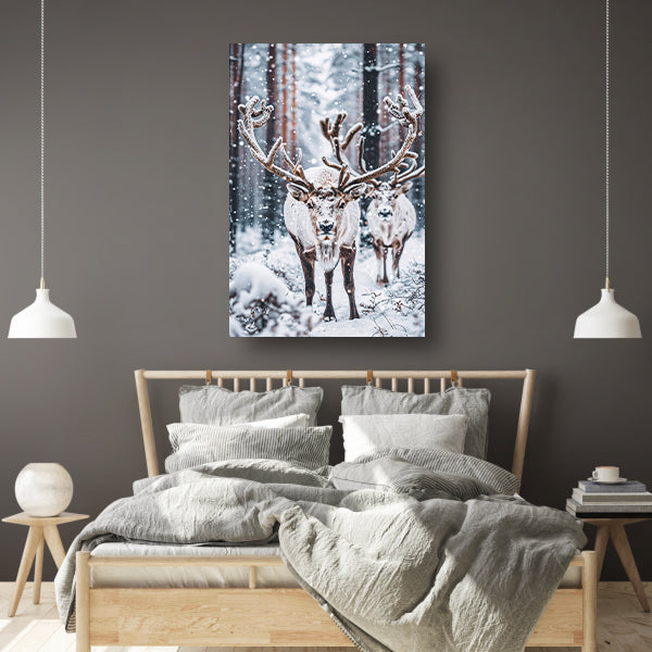 Twee Rendieren in Besneeuwd Bos acrylglas