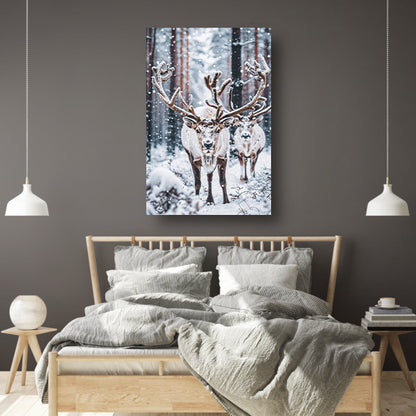 Twee Rendieren in Besneeuwd Bos acrylglas