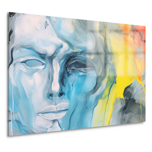 Emotionele Abstractie in Blauw en Geel acrylglas