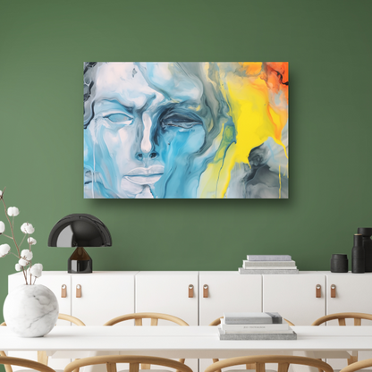 Emotionele Abstractie in Blauw en Geel canvas