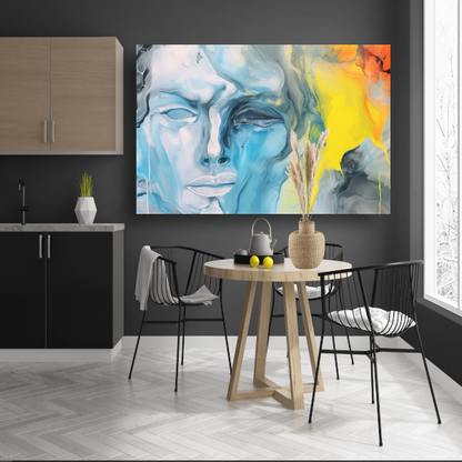 Emotionele Abstractie in Blauw en Geel canvas