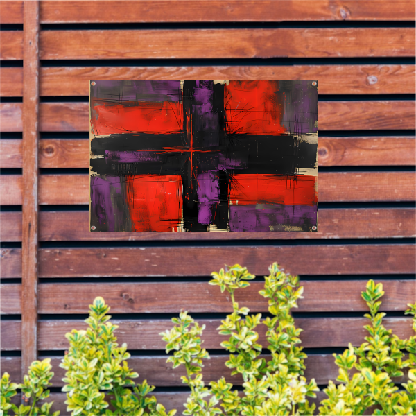 Abstract modern schilderij met dynamische lijnen tuinposter