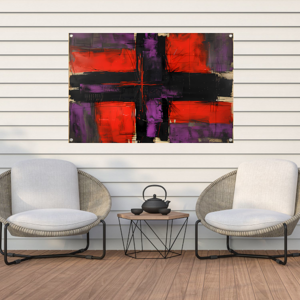 Abstract modern schilderij met dynamische lijnen tuinposter