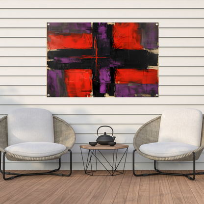 Abstract modern schilderij met dynamische lijnen tuinposter