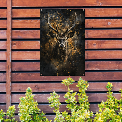 Mysterieus hert met abstracte gouden spatten tuinposter