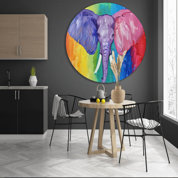 Abstracte kleurrijke olifant schilderij forex muurcirkel