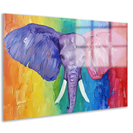 Abstracte kleurrijke olifant schilderij acrylglas