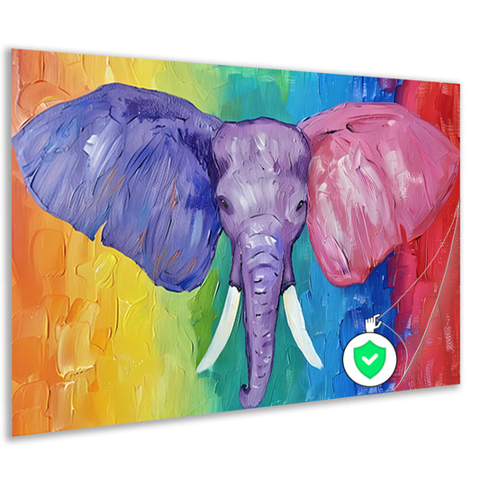 Abstracte kleurrijke olifant schilderij poster