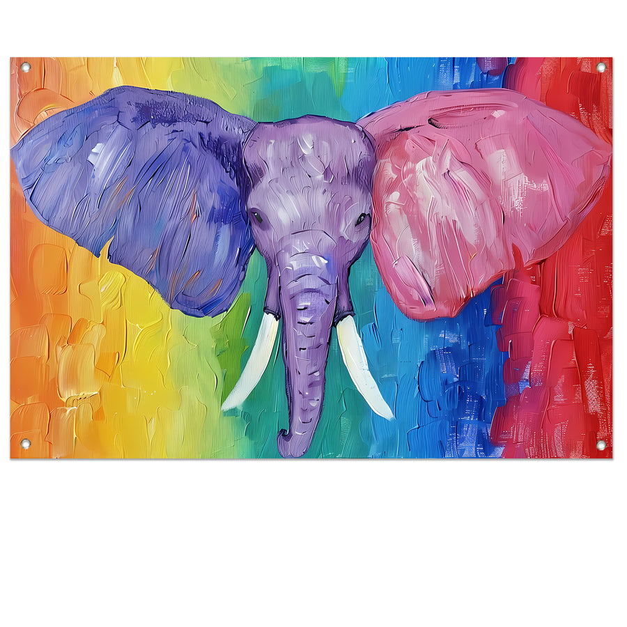 Abstracte kleurrijke olifant schilderij tuinposter