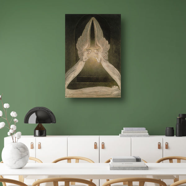 Christus in het graf, bewaakt door engelen - William Blake poster