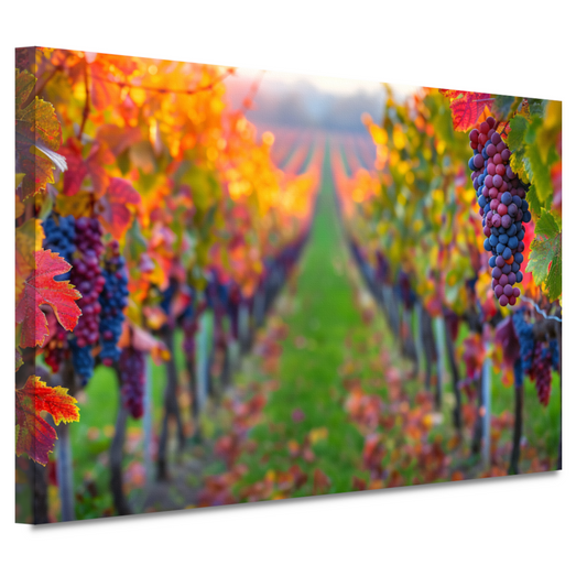 Herfstige wijngaard onder de avondzon canvas